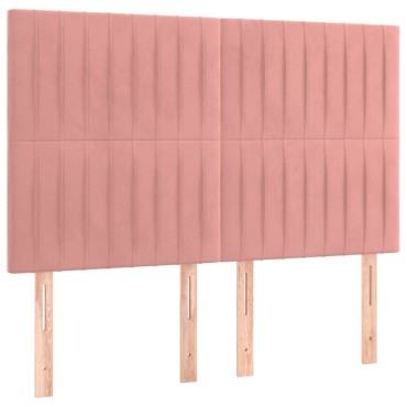 vidaXL Κεφαλάρια Κρεβατιού 4 τεμ. Ροζ 72x5x78/88cm Βελούδινα