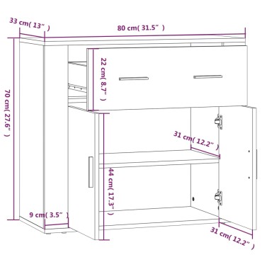 vidaXL Ντουλάπι Sonoma Δρυς 80x33x70cm από Επεξεργασμένο Ξύλο 1 τεμ.