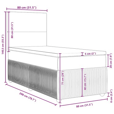 vidaXL Κρεβάτι Boxspring με Στρώμα Σκούρο Πράσινο 80x200 εκ. Βελούδινο