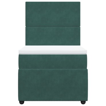 vidaXL Κρεβάτι Boxspring με Στρώμα Σκούρο Πράσινο 80x200 εκ. Βελούδινο