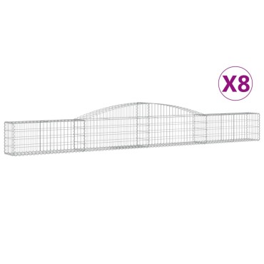 vidaXL Συρματοκιβώτια Τοξωτά 8 τεμ. 400x30x40/60 εκ. Γαλβαν. Ατσάλι