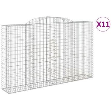 vidaXL Συρματοκιβώτια Τοξωτά 11 τεμ. 300x50x180/200 εκ. Γαλβαν. Ατσάλι