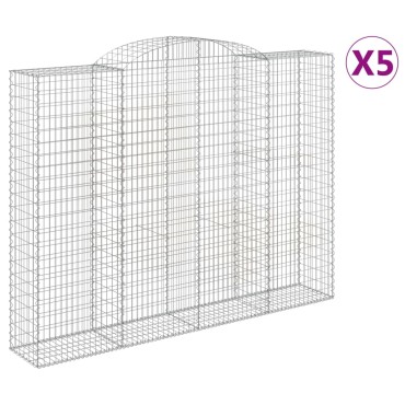 vidaXL Συρματοκιβώτια Τοξωτά 5 τεμ. 300x50x220/240 εκ. Γαλβαν. Ατσάλι