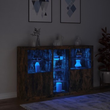 vidaXL Μπουφές με Φώτα LED Καπνιστή Δρυς 162x37x100cm 1 τεμ.