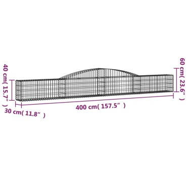 vidaXL Συρματοκιβώτια Τοξωτά 10 τεμ. 400x30x40/60 εκ. Γαλβαν. Ατσάλι