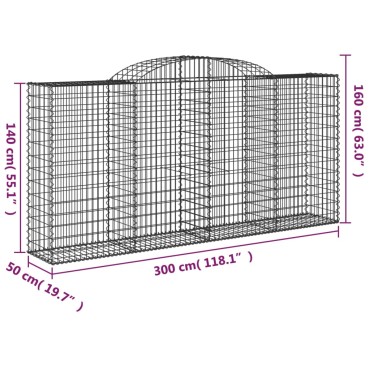 vidaXL Συρματοκιβώτια Τοξωτά 25 τεμ. 300x50x140/160 εκ. Γαλβαν. Ατσάλι