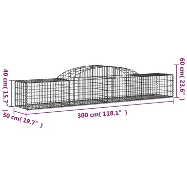 vidaXL Συρματοκιβώτια Τοξωτά 30 τεμ. 300x50x40/60 εκ. Γαλβαν. Ατσάλι