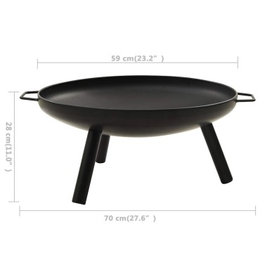vidaXL Τζάκι Εξωτερικού Χώρου Μαύρο 70 x 59 x 28 εκ. Ατσάλινο