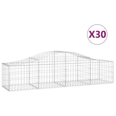 vidaXL Συρματοκιβώτια Τοξωτά 30 τεμ. 200x50x40/60 εκ. Γαλβαν. Ατσάλι