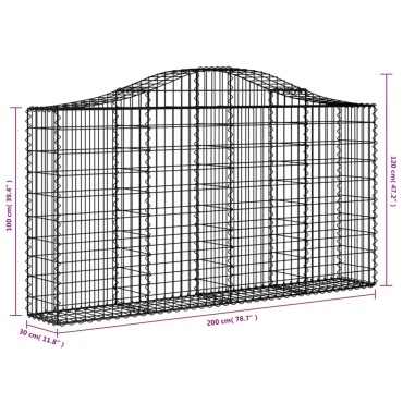 vidaXL Συρματοκιβώτια Τοξωτά 25 τεμ. 200x30x100/120 εκ. Γαλβαν. Ατσάλι