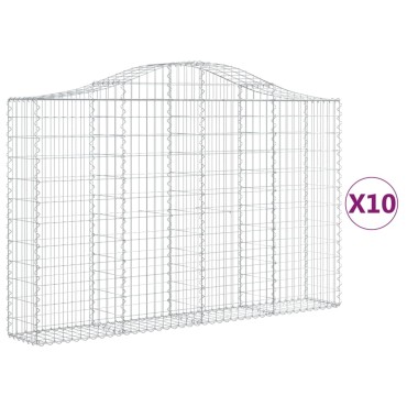 vidaXL Συρματοκιβώτια Τοξωτά 10 τεμ. 200x30x120/140 εκ. Γαλβαν. Ατσάλι