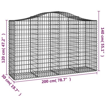 vidaXL Συρματοκιβώτια Τοξωτά 30 τεμ. 200x50x120/140 εκ. Γαλβαν. Ατσάλι