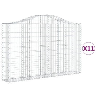 vidaXL Συρματοκιβώτια Τοξωτά 11 τεμ. 200x30x120/140 εκ. Γαλβαν. Ατσάλι