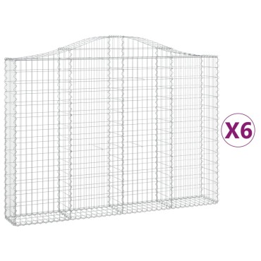 vidaXL Συρματοκιβώτια Τοξωτά 6 τεμ. 200x30x140/160 εκ. Γαλβαν. Ατσάλι