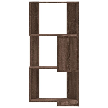 vidaXL Βιβλιοθήκη Γωνιακή 3 Επ. Καφέ Δρυς 50x50x102cm Επεξ. Ξύλο 1 τεμ.