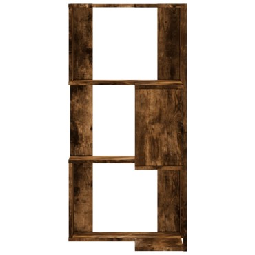 vidaXL Βιβλιοθήκη Γωνιακή 3 Επ. Καπνιστή Δρυς 50x50x102cm Επεξ. Ξύλο 1 τεμ.