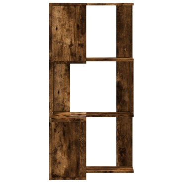 vidaXL Βιβλιοθήκη Γωνιακή 3 Επ. Καπνιστή Δρυς 50x50x102cm Επεξ. Ξύλο 1 τεμ.