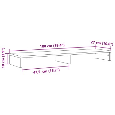 vidaXL Βάση Οθόνης Καφέ Δρυς 100x27x10 εκ. από Επεξεργασμένο Ξύλο