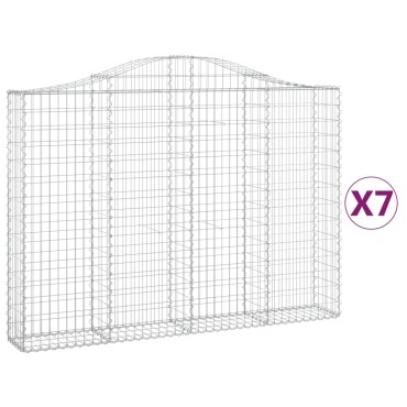 vidaXL Συρματοκιβώτια Τοξωτά 7 τεμ. 200x30x140/160 εκ. Γαλβαν. Ατσάλι