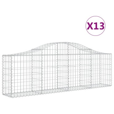 vidaXL Συρματοκιβώτια Τοξωτά 13 τεμ. 200x30x60/80 εκ. Γαλβαν. Ατσάλι