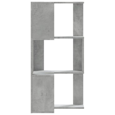 vidaXL Βιβλιοθήκη Γωνιακή 3 Επ. Γκρι Σκυροδέμ. 50x50x102cm Επεξ. Ξύλο 1 τεμ.