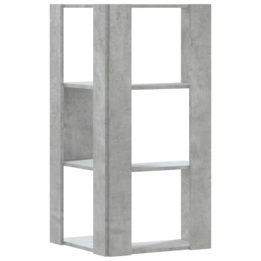 vidaXL Βιβλιοθήκη Γωνιακή 3 Επ. Γκρι Σκυροδέμ. 50x50x102cm Επεξ. Ξύλο 1 τεμ.