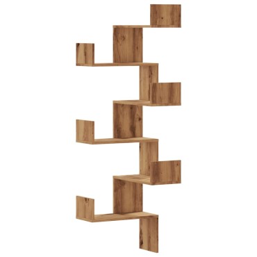 vidaXL Γωνιακή Ραφιέρα Τοίχου Αρτισιανή Δρυς 45x45x147 Επεξ. Ξύλο 45x45x147cm 1 τεμ.