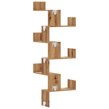 vidaXL Γωνιακή Ραφιέρα Τοίχου Αρτισιανή Δρυς 45x45x147 Επεξ. Ξύλο 45x45x147cm 1 τεμ.