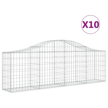 vidaXL Συρματοκιβώτια Τοξωτά 10 τεμ. 200x30x60/80 εκ. Γαλβαν. Ατσάλι