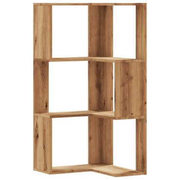 vidaXL Βιβλιοθήκη Γωνιακή 3 Επ. Αρτισιανή Δρυς 50x50x102cm Επεξ. Ξύλο 1 τεμ.