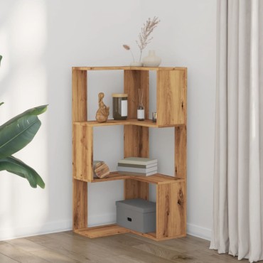 vidaXL Βιβλιοθήκη Γωνιακή 3 Επ. Αρτισιανή Δρυς 50x50x102cm Επεξ. Ξύλο 1 τεμ.