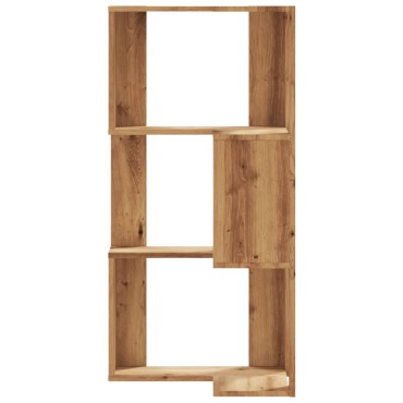 vidaXL Βιβλιοθήκη Γωνιακή 3 Επ. Αρτισιανή Δρυς 50x50x102cm Επεξ. Ξύλο 1 τεμ.