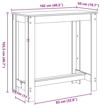 vidaXL Τραπέζι Μπαρ Αρτισιανή Δρυς 102x50x103,5cm Επεξ. Ξύλο 1 τεμ.