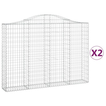 vidaXL Συρματοκιβώτια Τοξωτά 2 τεμ. 200x30x140/160 εκ. Γαλβαν. Ατσάλι