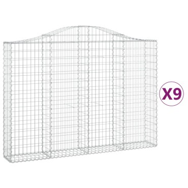 vidaXL Συρματοκιβώτια Τοξωτά 9 τεμ. 200x30x140/160 εκ. Γαλβαν. Ατσάλι