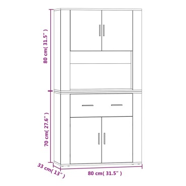 vidaXL Ντουλάπι Sonoma δρυς από Επεξεργασμένο Ξύλο 80x33x70cm 1 τεμ.