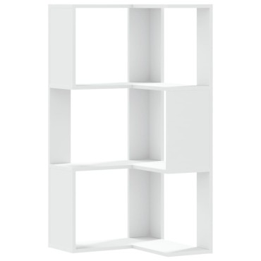 vidaXL Βιβλιοθήκη Γωνιακή 3 Επ. Λευκή 50x50x102cm Επεξ. Ξύλο 1 τεμ.