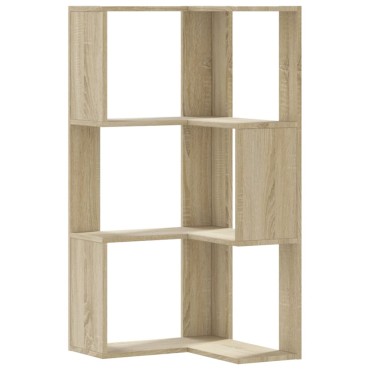 vidaXL Βιβλιοθήκη Γωνιακή 3 Επ. Sonoma Δρυς 50x50x102cm Επεξ. Ξύλο 1 τεμ.