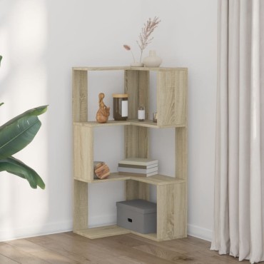 vidaXL Βιβλιοθήκη Γωνιακή 3 Επ. Sonoma Δρυς 50x50x102cm Επεξ. Ξύλο 1 τεμ.