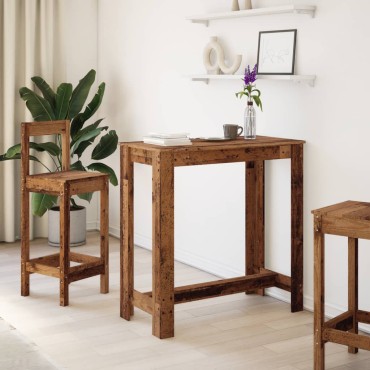 vidaXL Τραπέζι Μπαρ Όψη Παλαιού Ξύλου 102x50x103,5cm Επεξεργ. Ξύλο 1 τεμ.