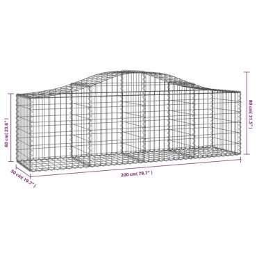 vidaXL Συρματοκιβώτια Τοξωτά 50 τεμ. 200x50x60/80 εκ. Γαλβαν. Ατσάλι