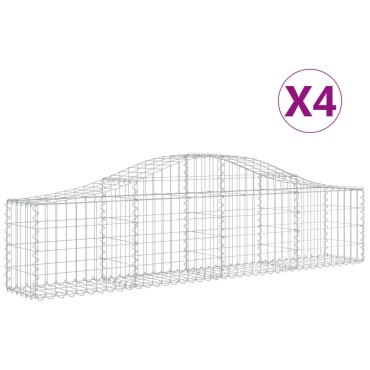 vidaXL Συρματοκιβώτια Τοξωτά 4 τεμ. 200x30x40/60 εκ. Γαλβαν. Ατσάλι