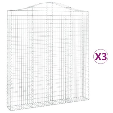vidaXL Συρματοκιβώτια Τοξωτά 3 τεμ. 200x30x220/240 εκ. Γαλβαν. Ατσάλι