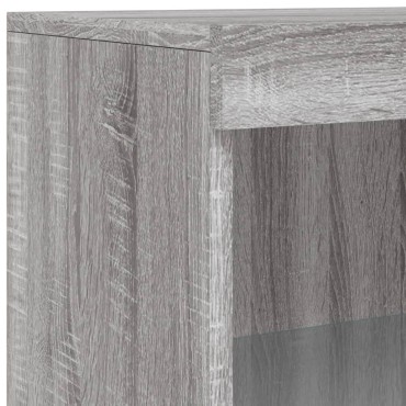 vidaXL Μπουφές με Φώτα LED Γκρι Sonoma 181,5x37x100cm 1 τεμ.