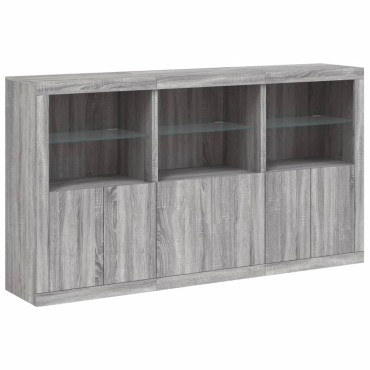 vidaXL Μπουφές με Φώτα LED Γκρι Sonoma 181,5x37x100cm 1 τεμ.
