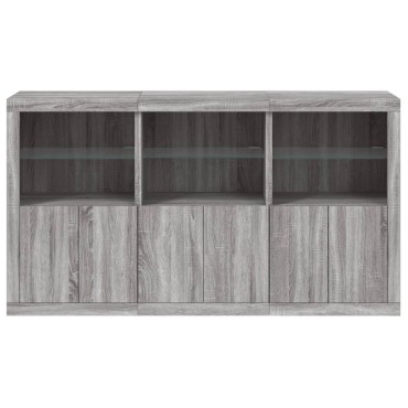 vidaXL Μπουφές με Φώτα LED Γκρι Sonoma 181,5x37x100cm 1 τεμ.
