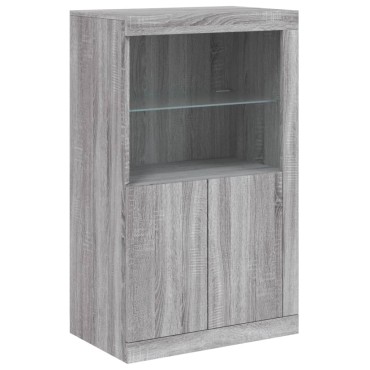 vidaXL Μπουφές με Φώτα LED Γκρι Sonoma 181,5x37x100cm 1 τεμ.