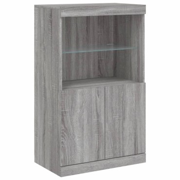 vidaXL Μπουφές με Φώτα LED Γκρι Sonoma 181,5x37x100cm 1 τεμ.