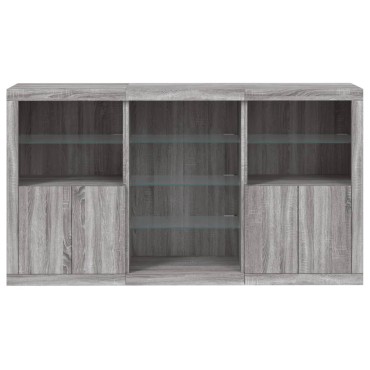 vidaXL Μπουφές με Φώτα LED Γκρι Sonoma 181,5x37x100cm 1 τεμ.