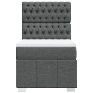 vidaXL Κρεβάτι Boxspring με Στρώμα Σκούρο Γκρι 80x200 εκ. Υφασμάτινο